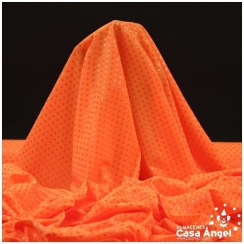 LYCRA NARANJA FLÚOR CON LENTEJUELA FIJA AL TONO SERIE CHUCHES 150cm