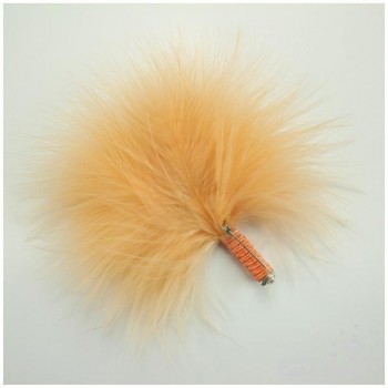 ADEREZO DE PLUMAS DE MARABÚ SALMÓN AMARRE DE RAYÓN E IMPERDIBLE 12cm