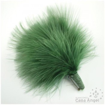 ADEREZO DE PLUMAS DE MARABÚ VERDE AMARRE DE RAYÓN E IMPERDIBLE 12cm