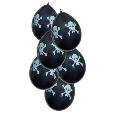 GLOBOS NEGROS CALAVERA PIRATA 6 UNIDADES