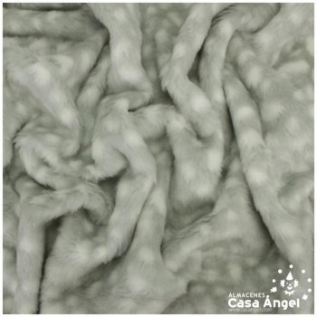 PELO SINTÉTICO MANCHAS BLANCAS SOBRE GRIS ANCHO 150cm