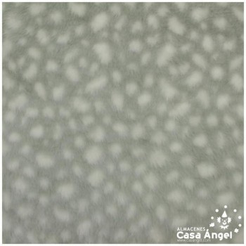 PELO SINTÉTICO MANCHAS BLANCAS SOBRE GRIS ANCHO 150cm