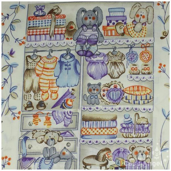 PATCHWORK ESTAMPADO DE VIÑETAS Y OSOS TONOS NARANJA 145cm