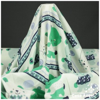 PATCHWORK ESTAMPADO INFANTIL OSOS VERDE 145cm