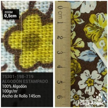 PATCHWORK SERIE BIG FLOWER MARRÓN 145cm