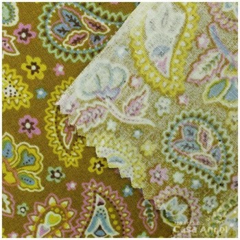 PATCHWORK CACHEMIR SERIE HANDMADE MOSTAZA 145cm