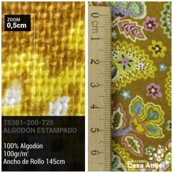 PATCHWORK CACHEMIR SERIE HANDMADE MOSTAZA 145cm