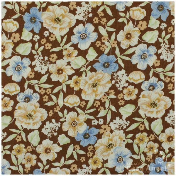 PATCHWORK ESTAMPADO PRIMAVERA FLORES MARRÓN 145cm