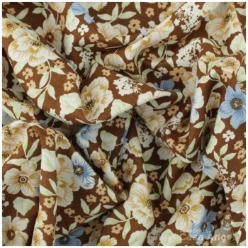 PATCHWORK ESTAMPADO PRIMAVERA FLORES MARRÓN 145cm