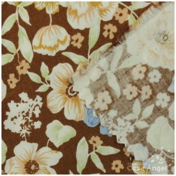 PATCHWORK ESTAMPADO PRIMAVERA FLORES MARRÓN 145cm