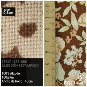 PATCHWORK ESTAMPADO PRIMAVERA FLORES MARRÓN 145cm