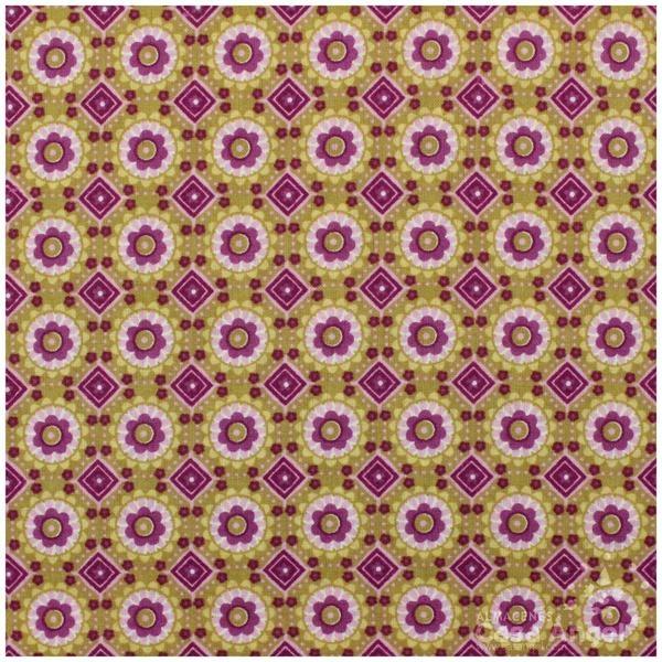 PATCHWORK PATRÓN DE ROMBOS Y CÍRCULOS MOSTAZA 145cm