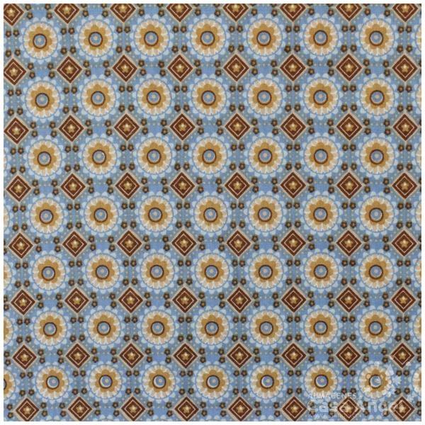 PATCHWORK PATRÓN DE ROMBOS Y CÍRCULOS CELESTE 145cm