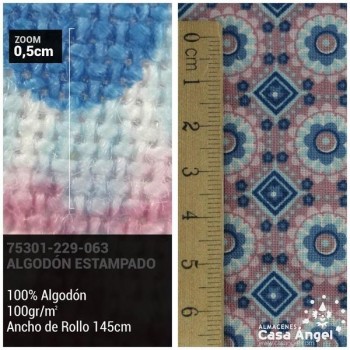 PATCHWORK PATRÓN DE ROMBOS Y CÍRCULOS ROSA 145cm