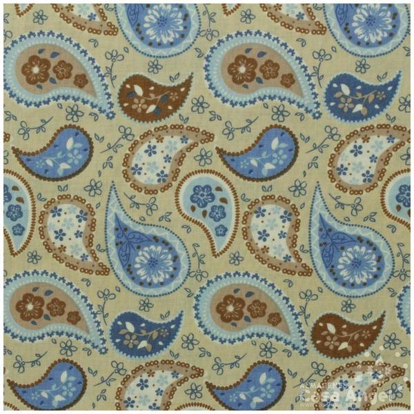 PATCHWORK FLOR DE CACHEMIR CELESTE Y MARRÓN 145cm
