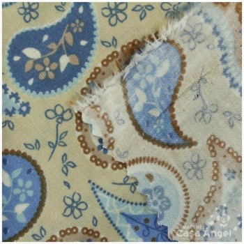 PATCHWORK FLOR DE CACHEMIR CELESTE Y MARRÓN 145cm