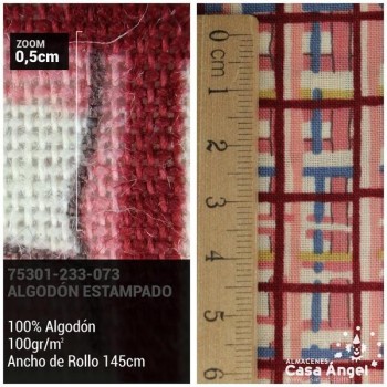 PATCHWORK CUADROS IRREGULARES GRANATE 145cm