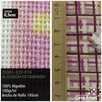 PATCHWORK CUADROS IRREGULARES MALVA 145cm
