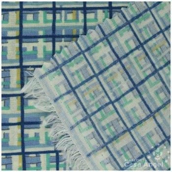 PATCHWORK CUADROS IRREGULARES AZUL 145cm