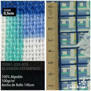 PATCHWORK CUADROS IRREGULARES AZUL 145cm
