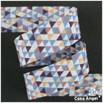 CINTA AL BIES ESTAMPADA CON PATRÓN DE TRIÁNGULOS MULTICOLOR 3cm