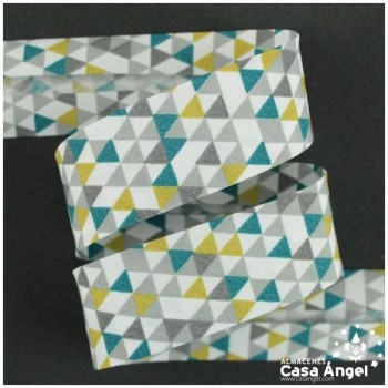 CINTA AL BIES ESTAMPADA CON PATRÓN DE TRIÁNGULOS MULTICOLOR 3cm
