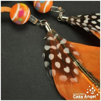 CINTO DE ANTELINA NARANJA CON PLUMAS COMBI