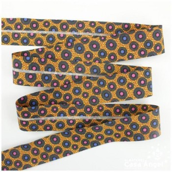 CINTA AL BIES ESTAMPADA CON PATRONES ÉTNICOS MULTICOLOR 3cm