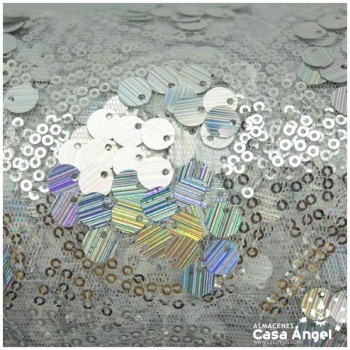 ORGANZA CON LENTEJUELAS PLATA BORDADAS SERIE DANZA I 150cm
