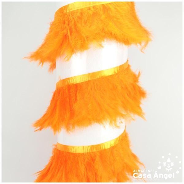 FLECO DE PLUMAS DE MARABÚ NARANJA 14cm