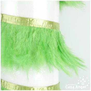 FLECO DE PLUMAS DE MARABÚ VERDE PISTACHO 14cm