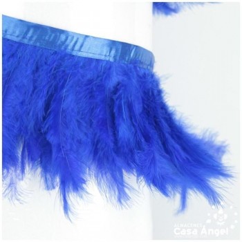 FLECO DE PLUMAS DE MARABÚ AZUL 14cm