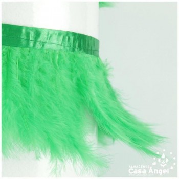 FLECO DE PLUMAS DE MARABÚ VERDE 14cm