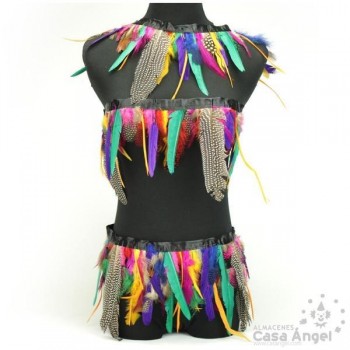 FLECO DE PLUMAS COMBINADAS MULTICOLOR 18cm