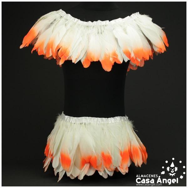 FLECO DE PLUMAS DE OCA PUNTA TINTADA NARANJA 15cm