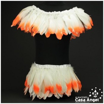 FLECO DE PLUMAS DE OCA PUNTA TINTADA NARANJA 15cm