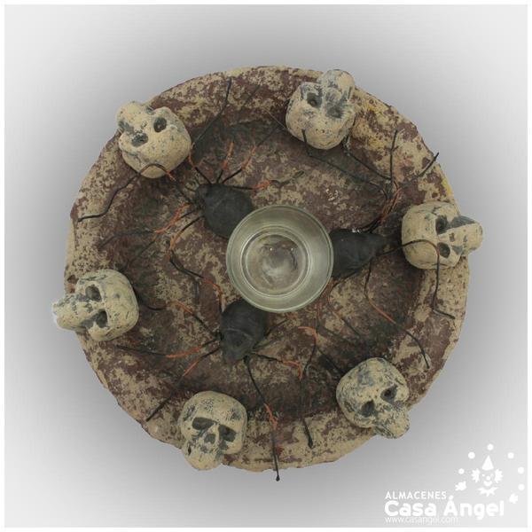 CENTRO DE MESA CON CALAVERAS Y ARAÑAS