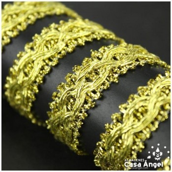 GALÓN DE LÚREX CON ONDAS CRUZADAS SOBRE RIBETE 12mm