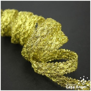 GALÓN DE LÚREX CON ONDAS CRUZADAS SOBRE RIBETE 12mm