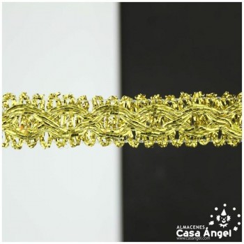 GALÓN DE LÚREX CON ONDAS CRUZADAS SOBRE RIBETE 12mm