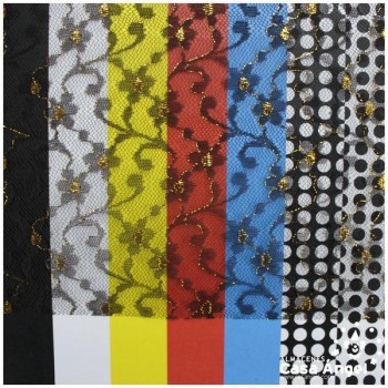 TUL DE ENCAJE BLONDA CON LÚREX NEGRO Y ORO 160cm