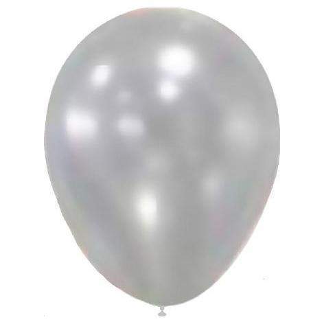 GLOBOS METALIZADO COLOR PLATA 50 UNIDADES