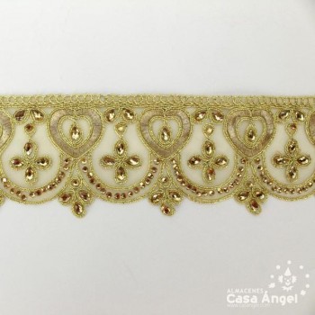 GALÓN METALIZADO BORDADO APLICACIONES STRASS 7cm