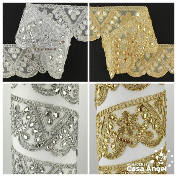 PASAMANERÍA GALÓN MOTIVO FLORES STRASS 65mm