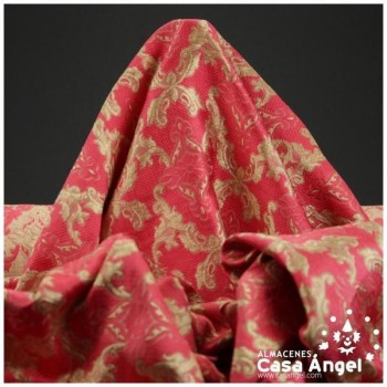 TEJIDO JACQUARD CORAL BROCADO CON HILOS DORADOS SERIE KASTILA 135cm