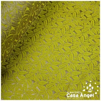 BROCADO LIGERO AMARILLO SERIE LOTTO CON PATRÓN DE HOJAS 140cm