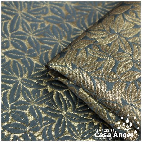BROCADO LIGERO GRIS SERIE LOTTO CON PATRÓN DE HOJAS 140cm
