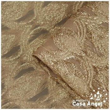 GASA JACQUARD CÁMEL Y ORO SERIE MAHAL 135cm