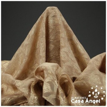 GASA JACQUARD CÁMEL Y ORO SERIE MAHAL 135cm