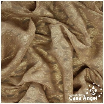 GASA JACQUARD CÁMEL Y ORO SERIE MAHAL 135cm